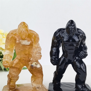 Statue d'animal en <span class=keywords><strong>cristal</strong></span> matériau mixte naturel statue d'ornement de gorille debout pour la décoration de la maison - Product Image 2