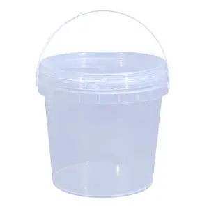Kustom 150ML-4L ember plastik Logo Pail makanan hewan peliharaan ember plastik bulat dengan pegangan