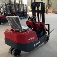 Mini chariot élévateur électrique à trois roues de 1000 kg, mât bi-étages, batterie plomb-acide, levage hydraulique, mini élévateur d'entrepôt, pneus pleins