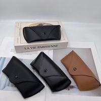 Étui à lunettes en cuir souple étui à lunettes de luxe noir étui à lunettes de soleil bon marché de qualité supérieure logo personnalisé