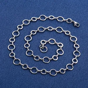 Collar de Acero Inoxidable Hecho a Mano de 10 mm, Cadena de Eslabones Circulares Redondos para Mujeres y Hombres, Gargantilla Geométrica Chapada en Oro, Joyería de Metal - Product Image 5