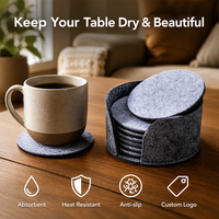 Sous-verres en feutre personnalisés 2026 au design moderne, 10 ou 12 pièces, antidérapants, résistants à la chaleur, écologiques, pour tables et dessous-de-plat