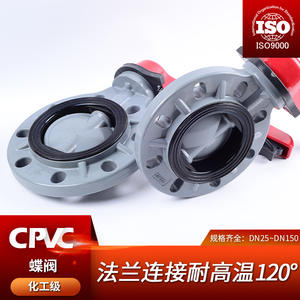 Válvula de Mariposa de PVC Tipo Wafer con Manivela Manual, Grado Químico para Alta Temperatura, PN16 - Product Image 3