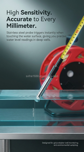 Medidor de Profundidad de Agua con Regla de Acero de 150m, Carrete de Plástico, Sonda de 14mm, Resolución de 0.5mm, Tiempo de Respuesta de 1ms para Geología de Pozos Profundos - Product Image 5