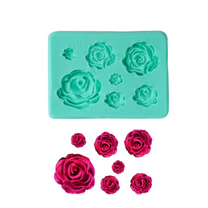 Rose Flower Silicone <b>Mold</b> 7 Piece Set For DIY Baking Cake Fondant Chocolate <b>Molds</b> - Product Image 1
