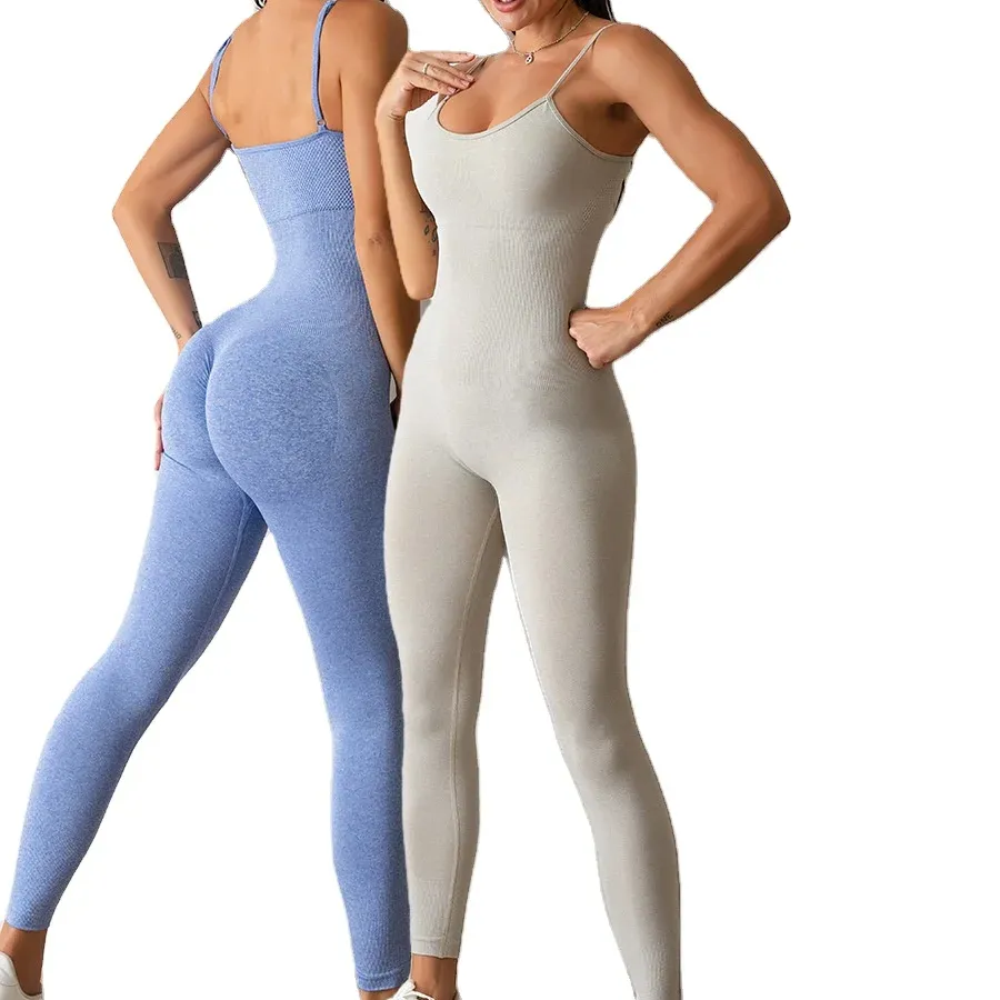 Hochwertiger Großhandel Riemen Fitnessbekleidung Onesie Körperanzug Übergröße Damen-Jumpsuit