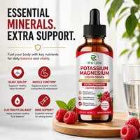 Gouttes liquides OEM de potassium, magnésium, calcium, D3, K2, B6, vitamine C, saveur framboise, pour le sommeil et l'humeur, complément pour adultes, 60 ml