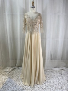 Vestido <span class=keywords><strong>de</strong></span> Noche <span class=keywords><strong>de</strong></span> Malla con Cuentas <span class=keywords><strong>Color</strong></span> Malva, Directo <span class=keywords><strong>de</strong></span> Fábrica, Manga 3/4, Cuello en V, Corte A, <span class=keywords><strong>de</strong></span> Gasa, Formal, para Madre <span class=keywords><strong>de</strong></span> la Novia, Fiesta <span class=keywords><strong>de</strong></span> Boda, Tallas Grandes - Product Image 5