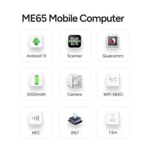 MEFERI 2026 ME65 Computer Portatile Robusto 5G con Scanner di Codici a Barre Android, Terminale <span class=keywords><strong>Dati</strong></span> Mobile IP67 per Logistica di Magazzino e Inventario - Product Image 3