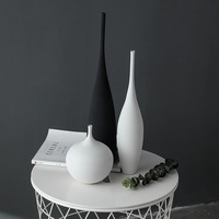 Set Vas Keramik Modern TONFO, Gaya Nordic, Hitam Putih Matte, Vas Bunga Dekoratif untuk Dekorasi Rumah Mewah