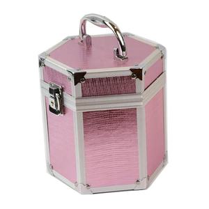 Trousse <span class=keywords><strong>de</strong></span> Maquillage Hexagonale Vintage Rose en Aluminium avec Miroir pour <span class=keywords><strong>Femme</strong></span> – <span class=keywords><strong>Sac</strong></span> Cosmétique Portable - Product Image 4