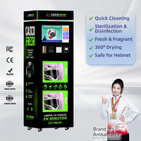 Distributeur automatique intelligent compact de Dongguan avec paiement par carte de crédit pour le nettoyage de casques en salle, à vapeur, en libre-service, pour détergent solaire