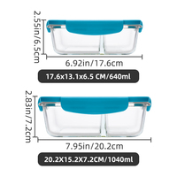 Récipient à fruits en verre rectangulaire en plastique avec couvercle résistant à la chaleur boîte à lunch hermétique Bento pour la cuisine des aliments frais vente en gros