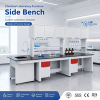 Meuble de laboratoire chimique, banc latéral, table de travail de laboratoire hospitalier, banc de travail avec étagères à réactifs