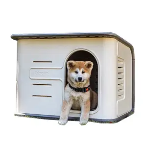 Lujo plástico al aire libre fácil de limpiar jaulas para mascotas de tamaño mediano perrera para perros con techo