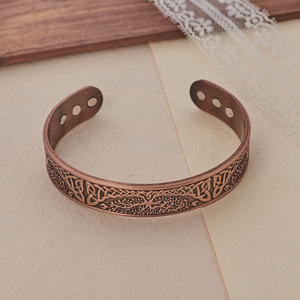 European Fashion Plant Tree Pattern <b>Copper</b> Alloy Cuff <b>Bracelet</b> Unisex Jewelry Bronze Tone Retro Punk Style - Product Image 4