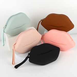 Pochette de rangement portable en silicone, pochette de maquillage couleur macaron, pochette tendance, vente en gros - Product Image 1