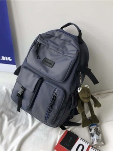 Green Softback <b>Backpack</b> 20-37L Unisex Casual Daily Use Waterproof Nylon Zipper Closure Arcuate Shoulder Strap - Product Image 6