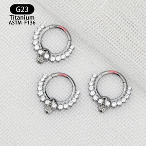 Piercing de Nariz de Titanio F136 con Incrustaciones de Zirconia, Joyería para Cartílago - Product Image 2