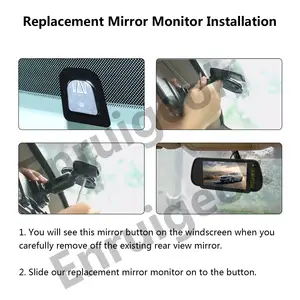 Monitor mobil layar LCD TFT 7 inci warna, dengan braket asli OEM, Monitor kaca spion mobil untuk kamera mundur, cermin mobil