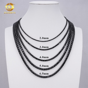 Wholesale Price <strong>Solid</strong> 925 <strong>Silver</strong> Hip Hop Jewelry Bracelet <strong>Necklace</strong> Iced Out 2 to 6.5mm Black VVS Moissanite Diamond Tennis Chain - Product Image 1