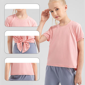 بيع بالجملة خفيفة الوزن تنفس فارغة سبليت حزام الظهر الفتيات جولف الرياضة عارضة تي شيرت للأطفال - Product Image 2