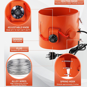5 Gallon 120V 800 Watt Insulated Silicone Rubber Heating Band Honey Barrel <b>Heater</b> - Product Image 4