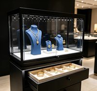Comptoir de présentation de bijoux GZowin avec vitrine en verre, éclairage LED, couleurs personnalisables écologiques pour les bijouteries