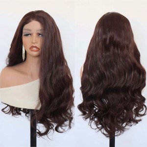 Parrucca Sintetica Resistente al Calore con Onde Acquatiche, Ricci Morbidi, Fibra Pronta all'Uso, Senza Colla, HD Lace Front, con Attaccatura Naturale, per Donna - Product Image 4