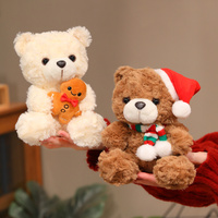 Vente flash - Ours en peluche de Noël réaliste avec chapeau de Noël, jouet en peluche doux, ODM pour enfants, cadeau de Noël, fabrication sur mesure