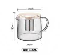 Théière en verre borosilicate de 1500 ml, essentiel de cuisine, convient à toutes les saisons pour le Nouvel An chinois et Noël