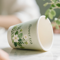 Gobelets en carton biodégradables à double paroi pour café, thé et boissons, avec couvercle, 8oz, 12oz, 16oz, motif fleurs, pour cafés éthiopiens