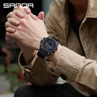 Jam Tangan Pria Sanda 3302 Analog-Digital Alarm Multifungsi Tahan Air 5BAR Jam Tangan Olahraga