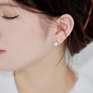 Dylam New Design Women Daily Jewelry 925 Sterling <b>Silver</b> Diamond 5A Zirconia Square Blue White Synthetic Opal <b>Stud</b> Earrings - Product Image 5