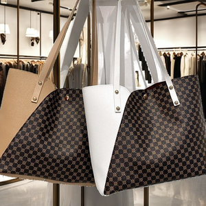 Sac à main pour femmes en cuir PU de grande capacité, couleurs contrastées, mode simple, vente en gros, sacs fourre-tout pour femmes, voyage - Product Image 2