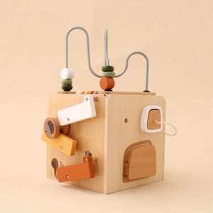 Cube d'activités Montessori multifonctionnel 5 en 1 en bois écologique non toxique, blocs de construction, jouets éducatifs pour la petite enfance - Product Image 4