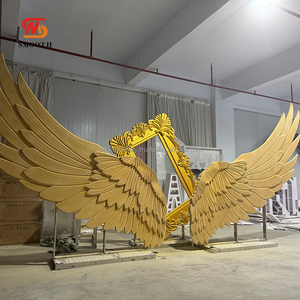 Suave personalizado grandes eventos escenario pasillo decoración telón de fondo PVC acrílico oro alas de Ángel arco telón de fondo - Product Image 5