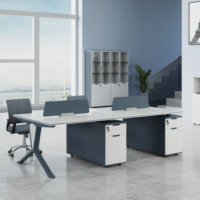 2 3 Table de conférence moderne en bois et métal avec cloison séparée Bureau de travail