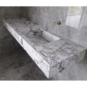 อ่างล้างหน้าหินอ่อนคาลาคัตต้าสีเทา อ่างล้างหน้าหินอ่อนธรรมชาติแบบตั้งพื้น - Product Image 1