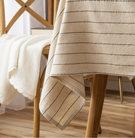 Nappe en coton et lin fraîche et légère à rayures, vente en gros pour couverture de table basse