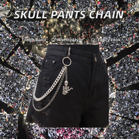 Chaîne à maillons en alliage personnalisée, motif crâne hip-hop, 50 cm, pour shorts en jean et jeans ornés, Yonger 2 cm/3,5 cm