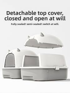 अतिरिक्त बड़े गंध-पृथक बिल्ली कूड़े बॉक्स अर्ध-संलग्न ड्रॉअर-प्रकार के स्पलैश-प्रूफ डिजाइन किली आपूर्ति टिकाऊ प्लास्टिक बनाया गया - Product Image 5