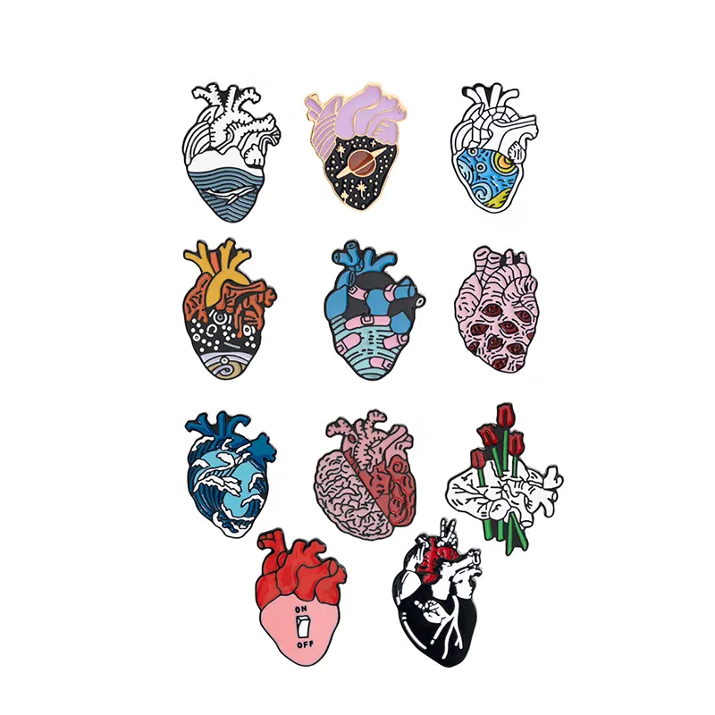 New arrival various combinations shadowy heart pin badge soft enamel lapel pins heart shaped brooch pin