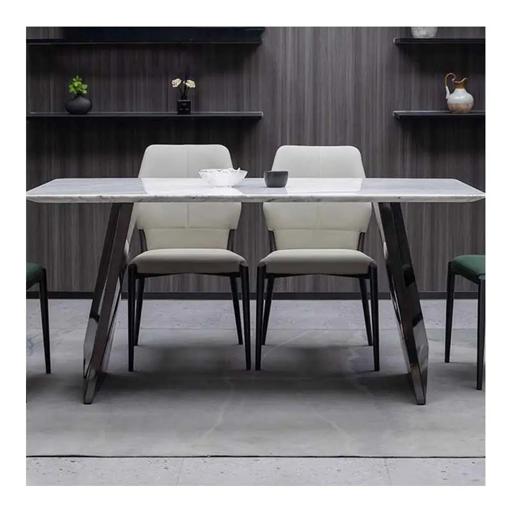 Mesa de comedor de mármol natural de lujo italiano y mesa rectangular moderna de gama alta verde Chiars