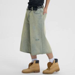 Pantalones Cortos de Mezclilla para Hombre Estilo Hip-Hop, Holgados, Desgastados, con Logotipo Bordado Personalizado, Venta al Por Mayor - Product Image 5