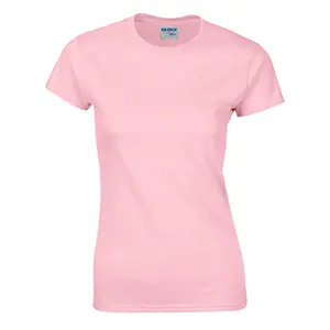 도매 맞춤 빈 짧은 소매 여자 T 셔츠 100% 코튼 유니섹스 핑크 티 셔츠