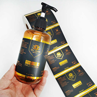 Autocollants personnalisés pour bouteilles avec estampage à chaud, étiquettes gaufrées pour produits cosmétiques et gels douche