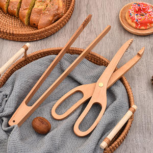 Fabrik Großhandel Lebensmittel Schere Clip Holz Kreative Kuchen Leckereien Holzbrot Zange Tragbare Backwerk zeuge Schere Brot Zange - Product Image 1