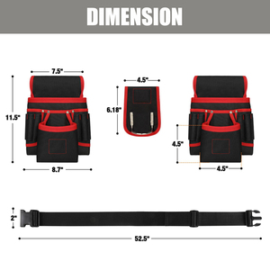 Sac à outils détachable et réglable pour électricien, charpentier, travaux de construction, tablier de travail, ceinture utilitaire, noir, jaune - Product Image 3