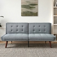 Sofá Cama Convertible de 63 Pulgadas, Color Gris, Respaldo Ajustable en 5 Posiciones, Sofá Moderno para Sala de Estar